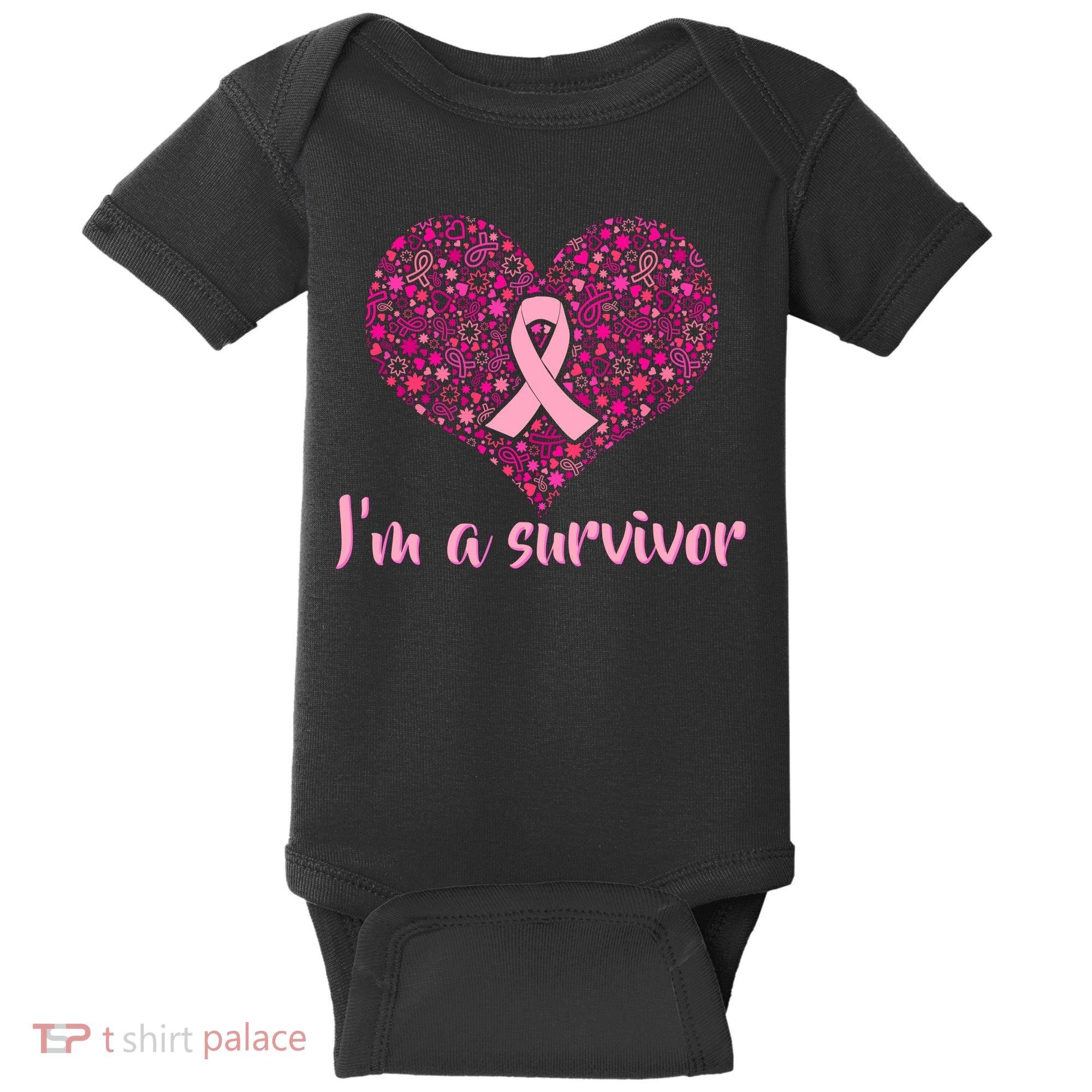 I'm A survivor Breast Cancer Awareness Heart Baby Bodysuit