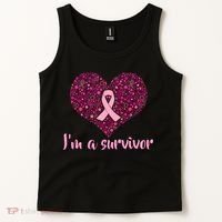 I'm A survivor Breast Cancer Awareness Heart Tank Top thumb 2