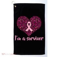 I'm A survivor Breast Cancer Awareness Heart Golf Towel thumb 0
