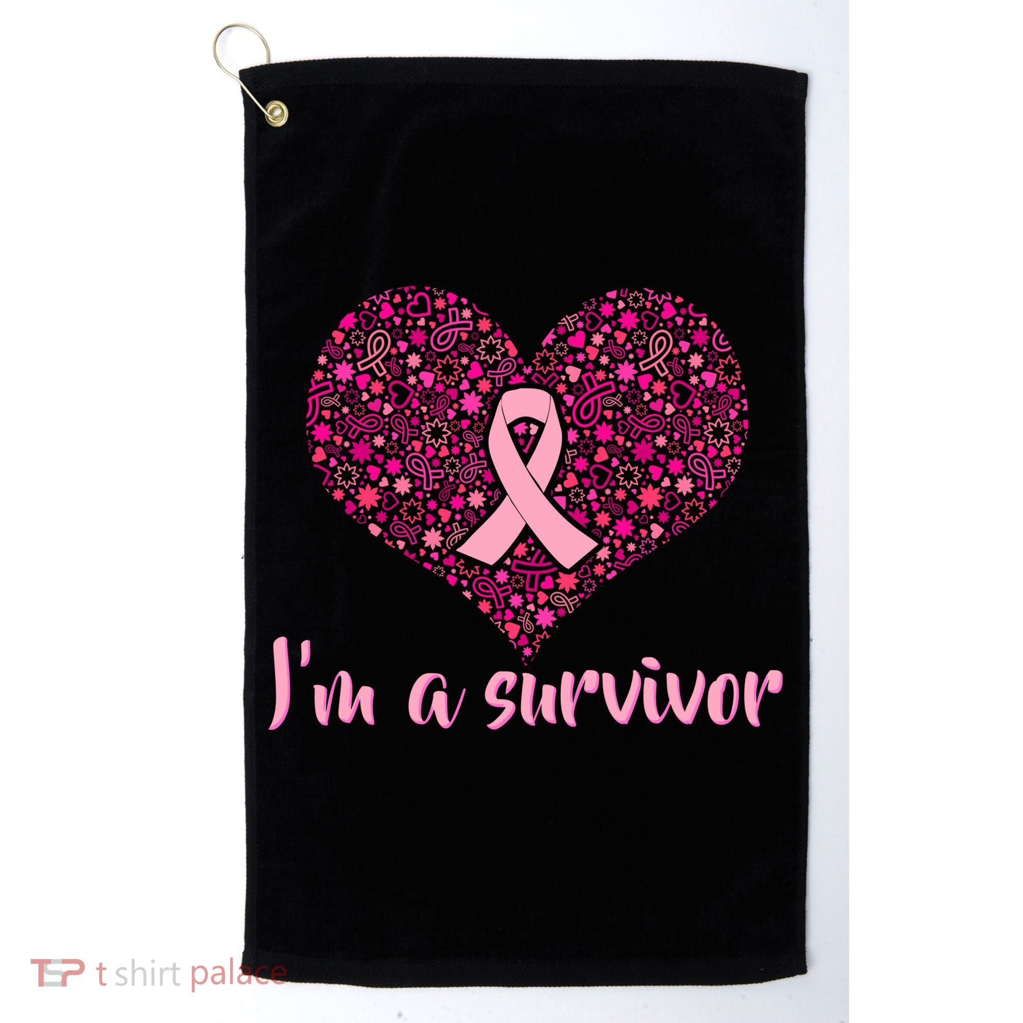 I'm A survivor Breast Cancer Awareness Heart Golf Towel