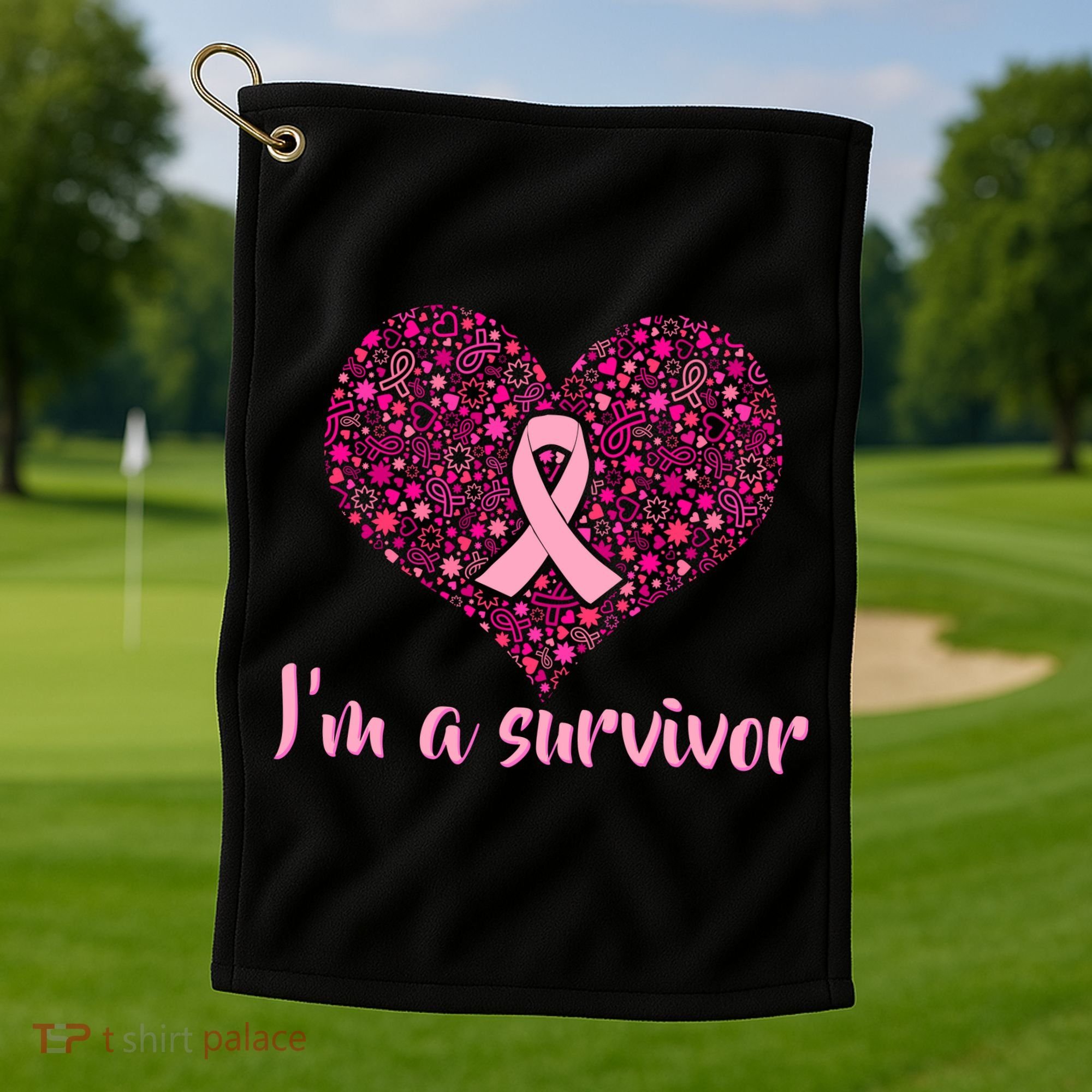 I'm A survivor Breast Cancer Awareness Heart Golf Towel