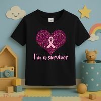 I'm A survivor Breast Cancer Awareness Heart Toddler T-Shirt thumb 3