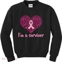 I'm A survivor Breast Cancer Awareness Heart Kids Sweatshirt thumb 0