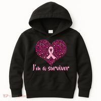 I'm A survivor Breast Cancer Awareness Heart Kids Hoodie thumb 0