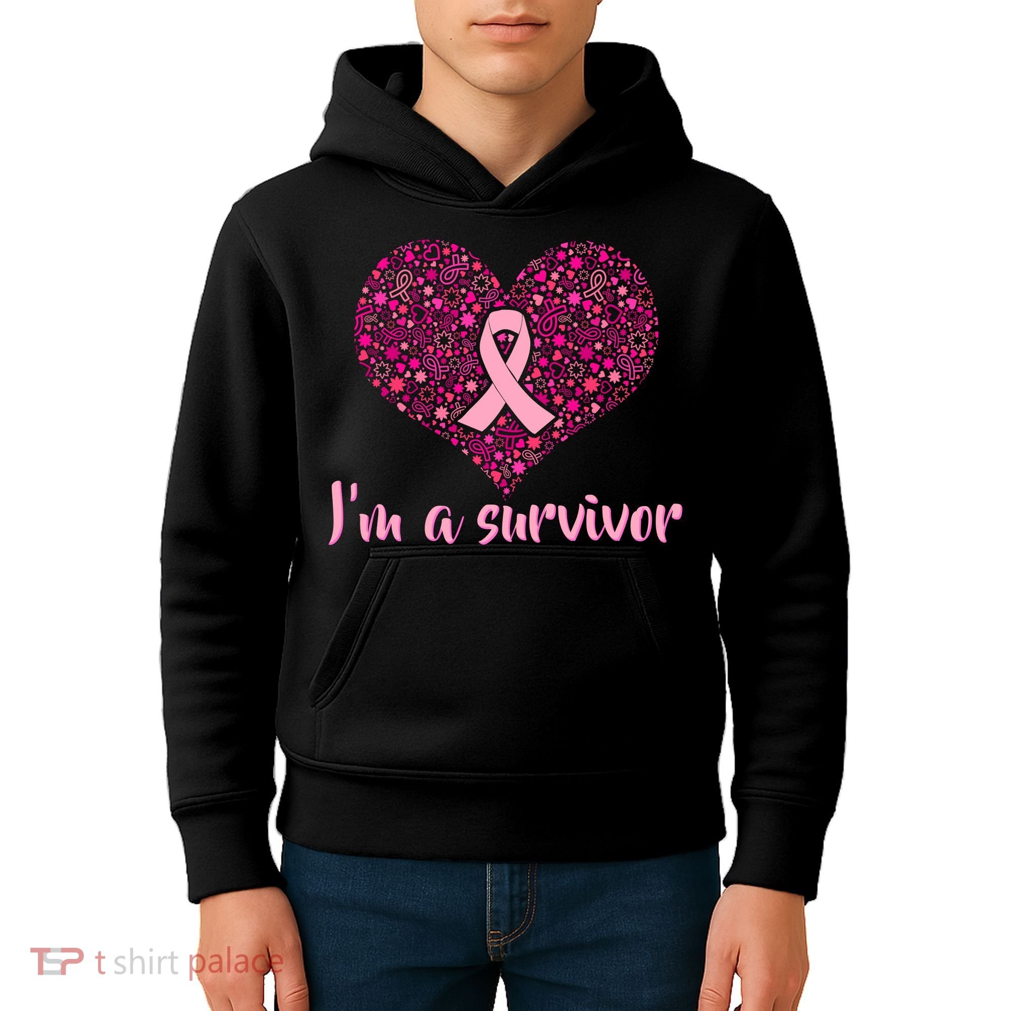 I'm A survivor Breast Cancer Awareness Heart Kids Hoodie