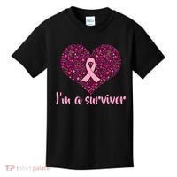 I'm A survivor Breast Cancer Awareness Heart Kids T-Shirt thumb 0