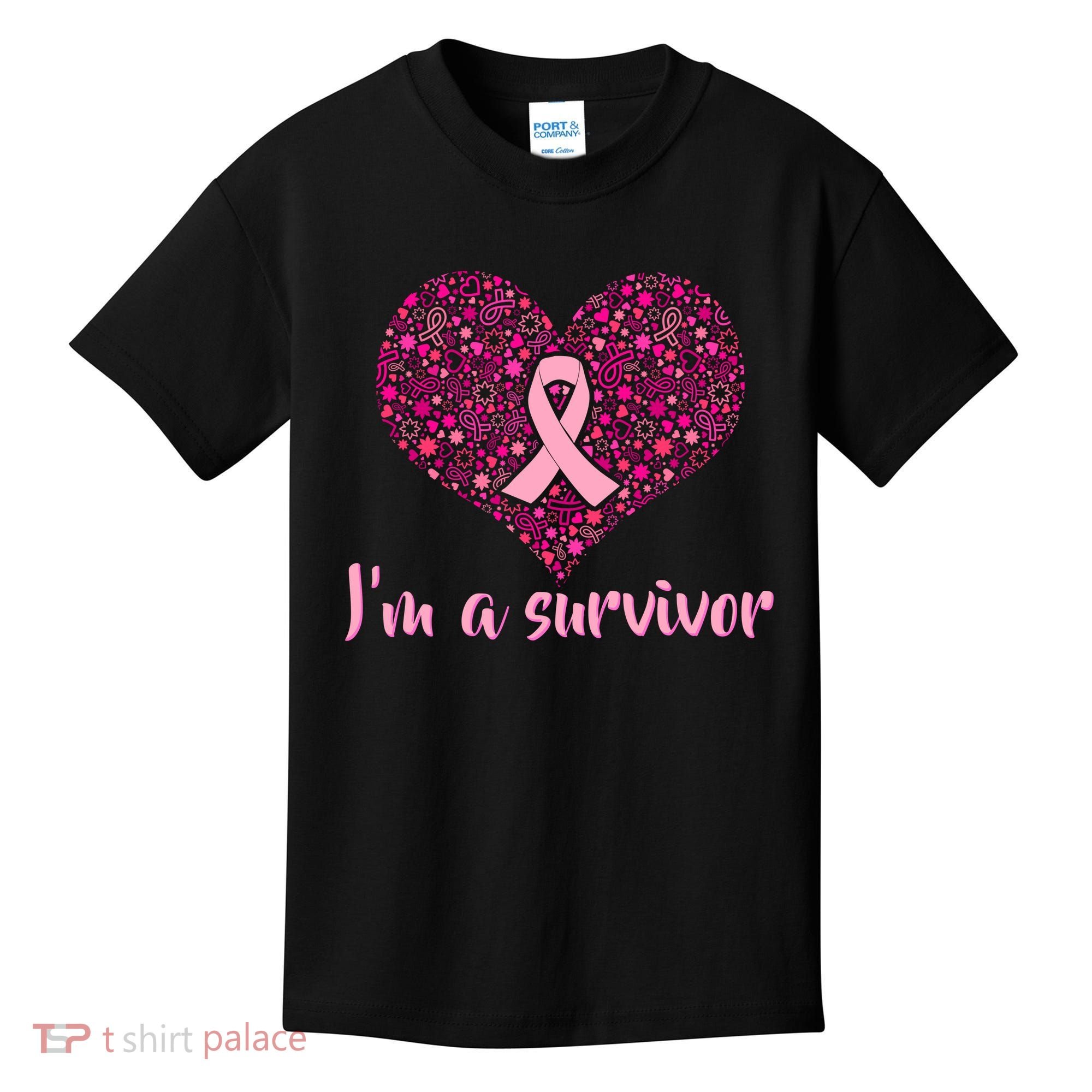 I'm A survivor Breast Cancer Awareness Heart Kids T-Shirt