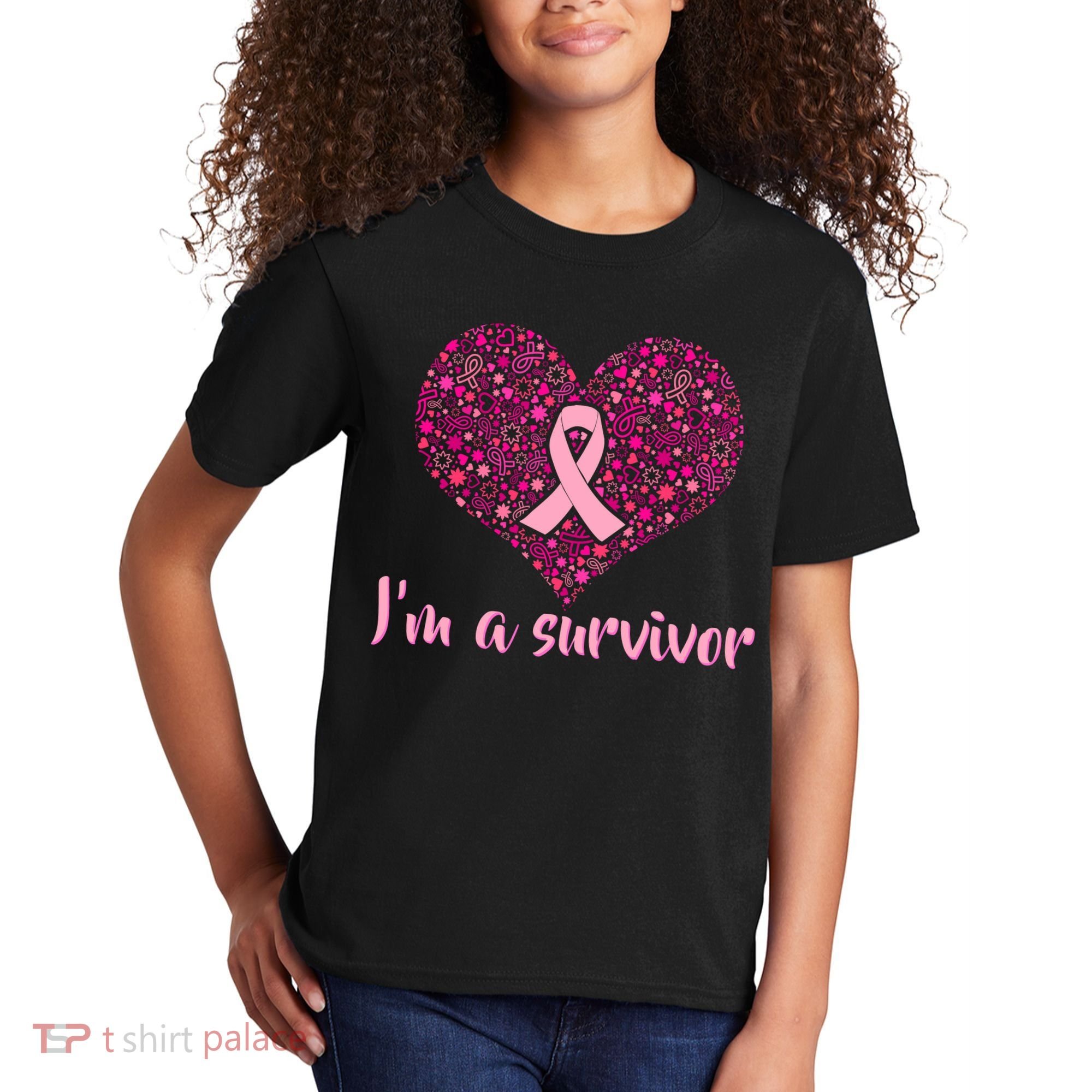 I'm A survivor Breast Cancer Awareness Heart Kids T-Shirt