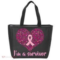 I'm A survivor Breast Cancer Awareness Heart Tote Bag thumb 0