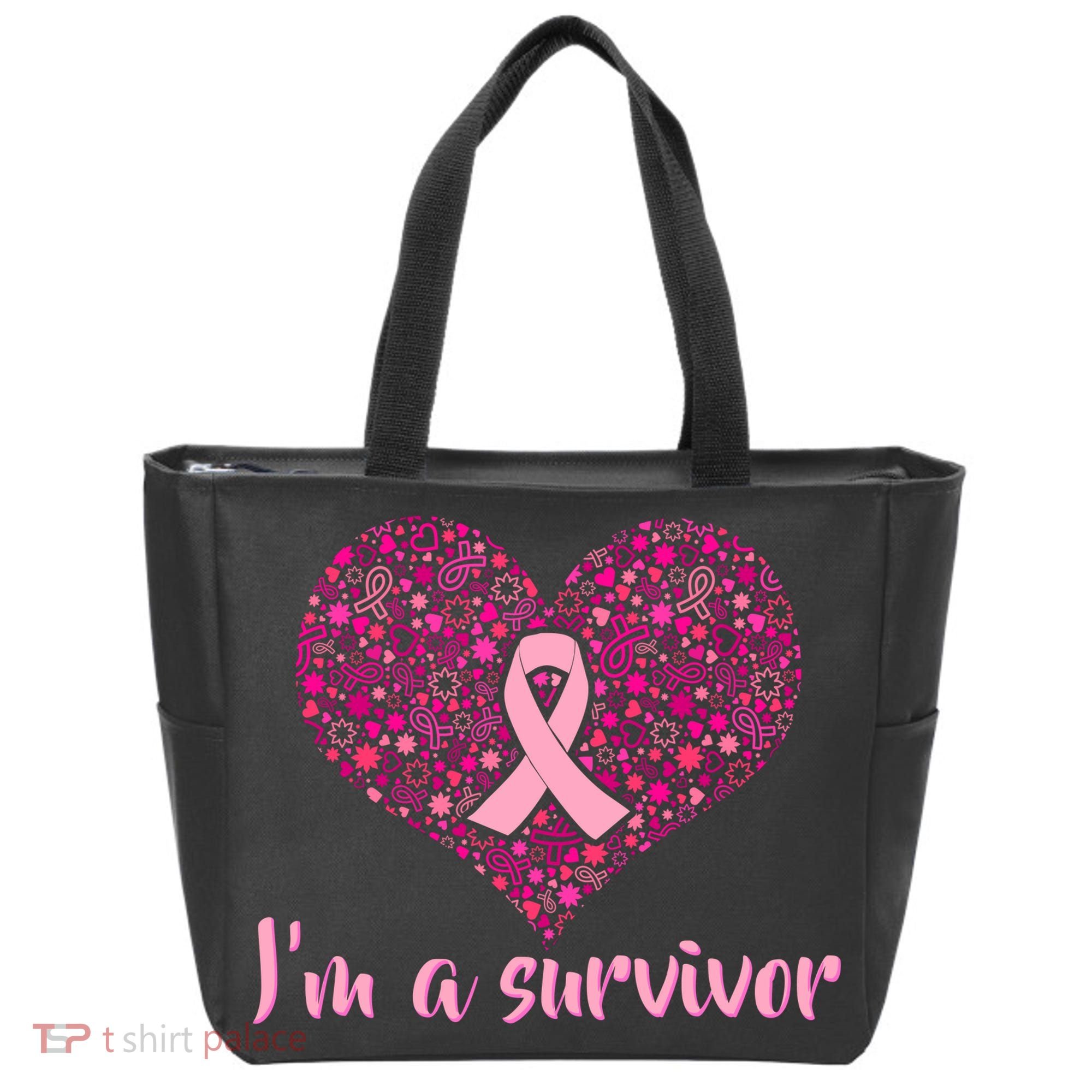 I'm A survivor Breast Cancer Awareness Heart Tote Bag