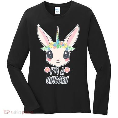 I'm A Unicorn Easter Bunny Funny Cute Women's Long Sleeve Shirt