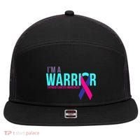I'm a Warrior Thyroid Cancer Awareness 7 Panel Mesh Trucker Snapback Hat thumb 0