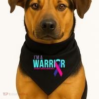 I'm a Warrior Thyroid Cancer Awareness USA-Made Doggie Bandana thumb 1