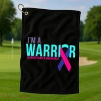 I'm a Warrior Thyroid Cancer Awareness Golf Towel thumb 1
