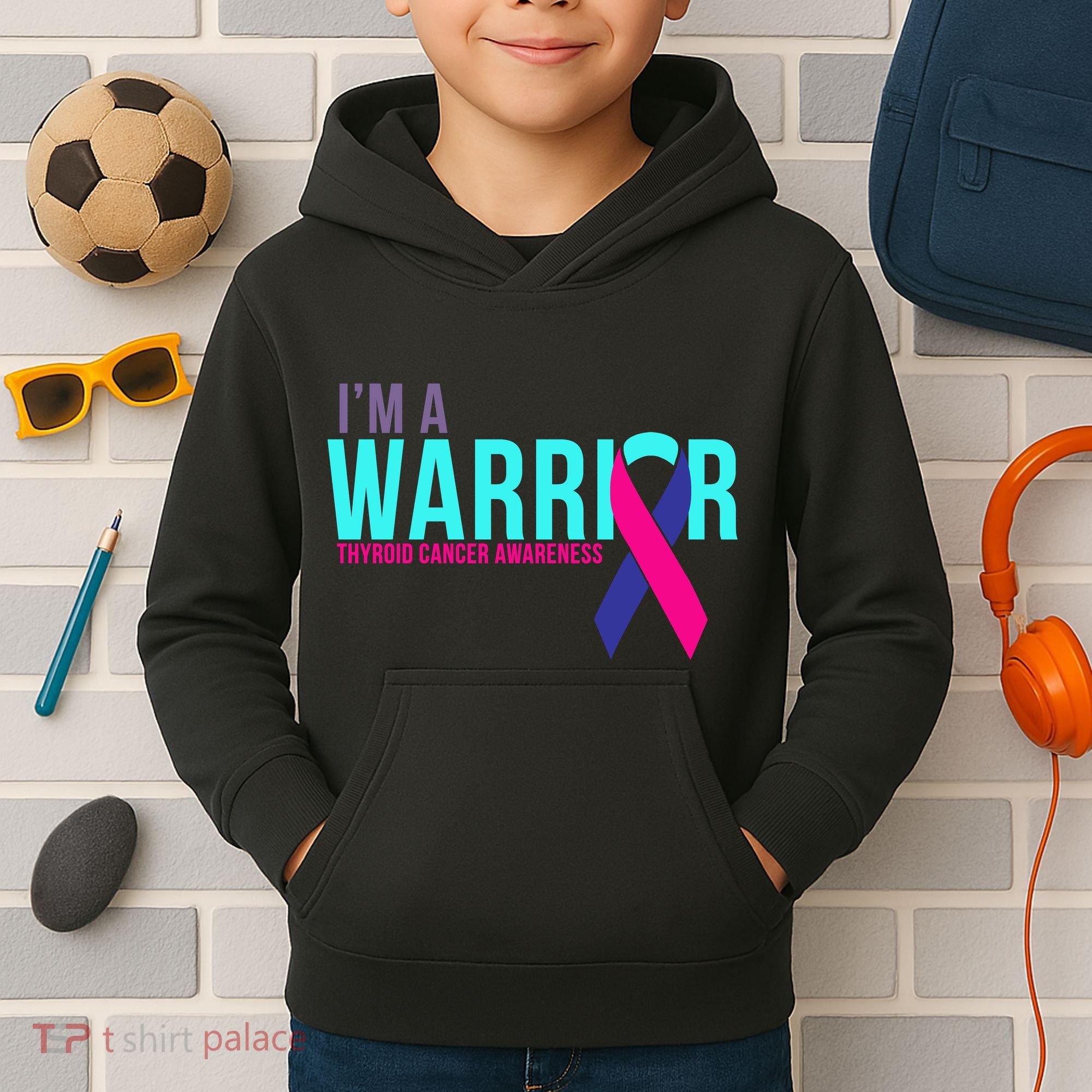 I'm a Warrior Thyroid Cancer Awareness Kids Hoodie