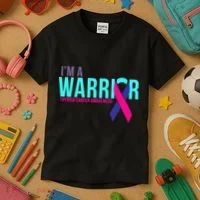 I'm a Warrior Thyroid Cancer Awareness Kids T-Shirt thumb 3