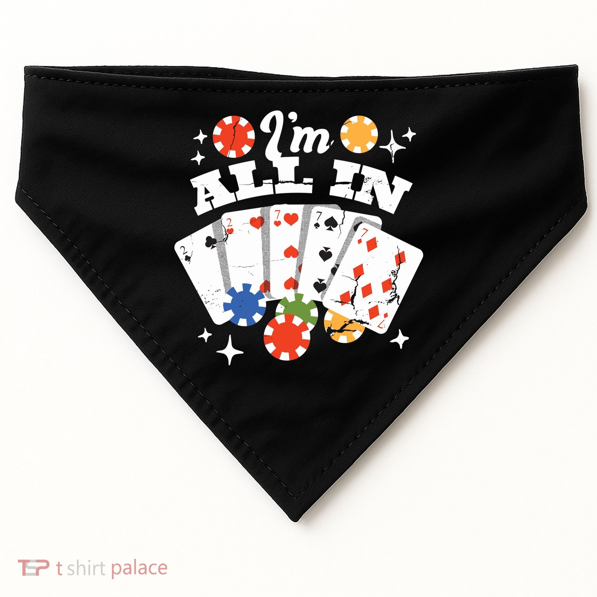 I'm All In Poker Cards USA-Made Doggie Bandana