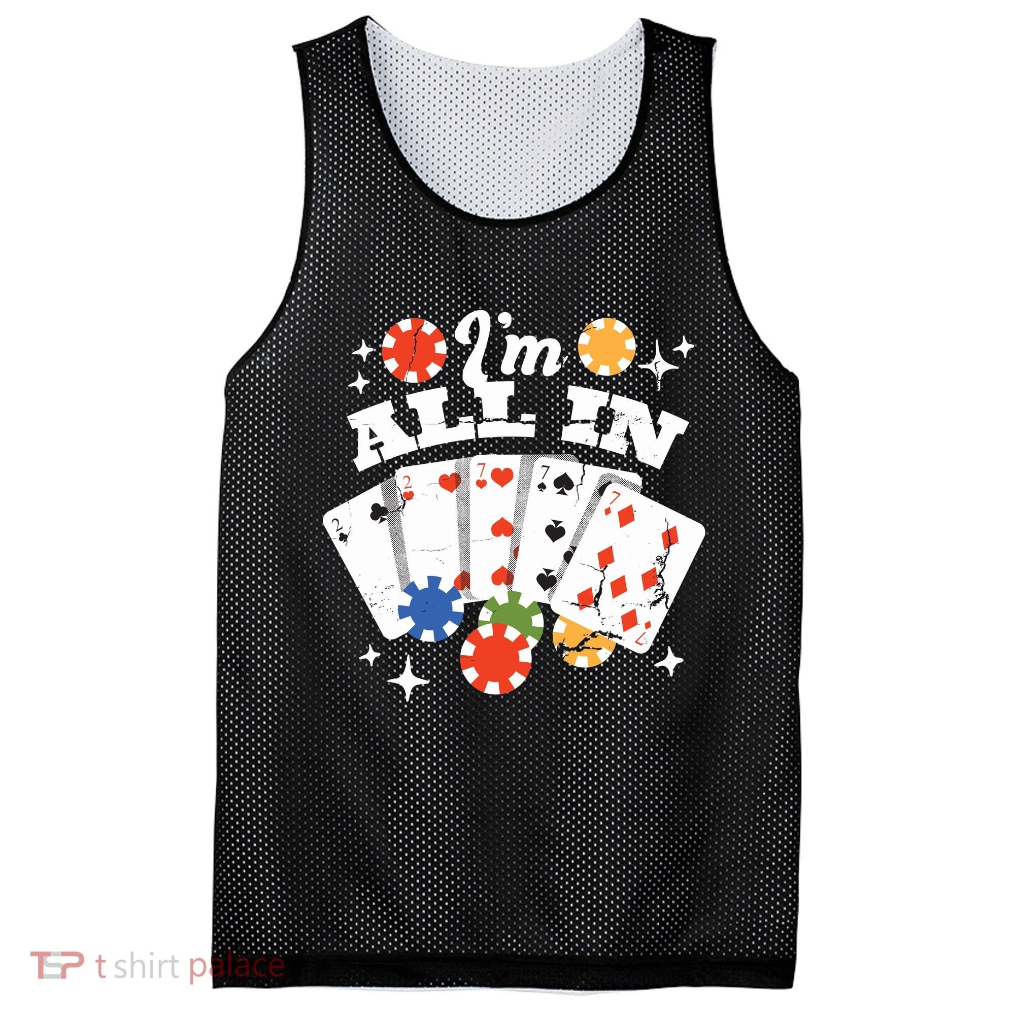 I'm All In Poker Cards Mesh Reversible Basketball Jersey Tank