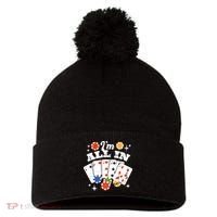 I'm All In Poker Cards Pom Pom 12in Knit Beanie thumb 0