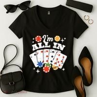 I'm All In Poker Cards Women's V-Neck T-Shirt thumb 2