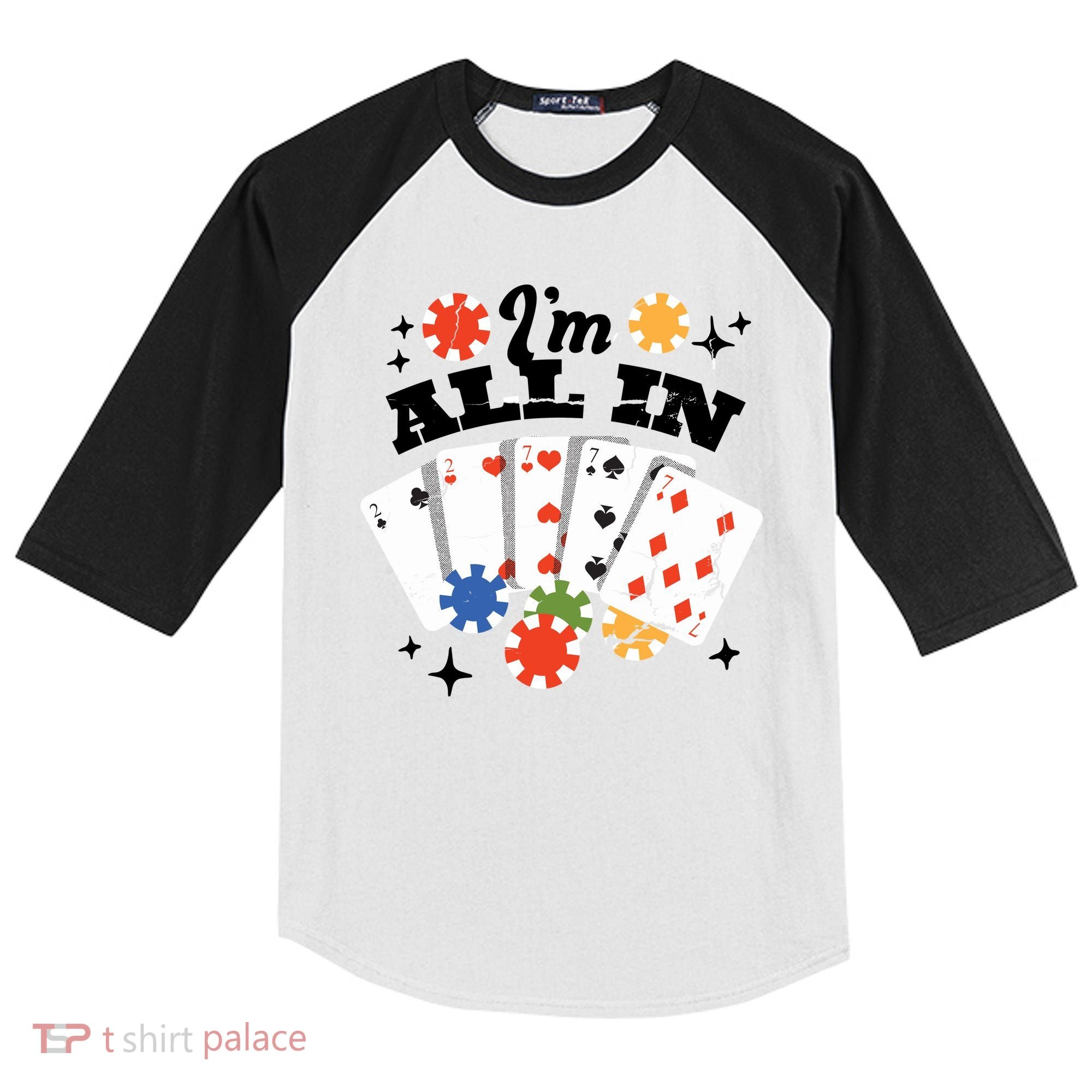 I'm All In Poker Cards Kids Colorblock Raglan Jersey
