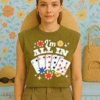 I'm All In Poker Cards Garment-Dyed Women's Muscle Tee thumb 4