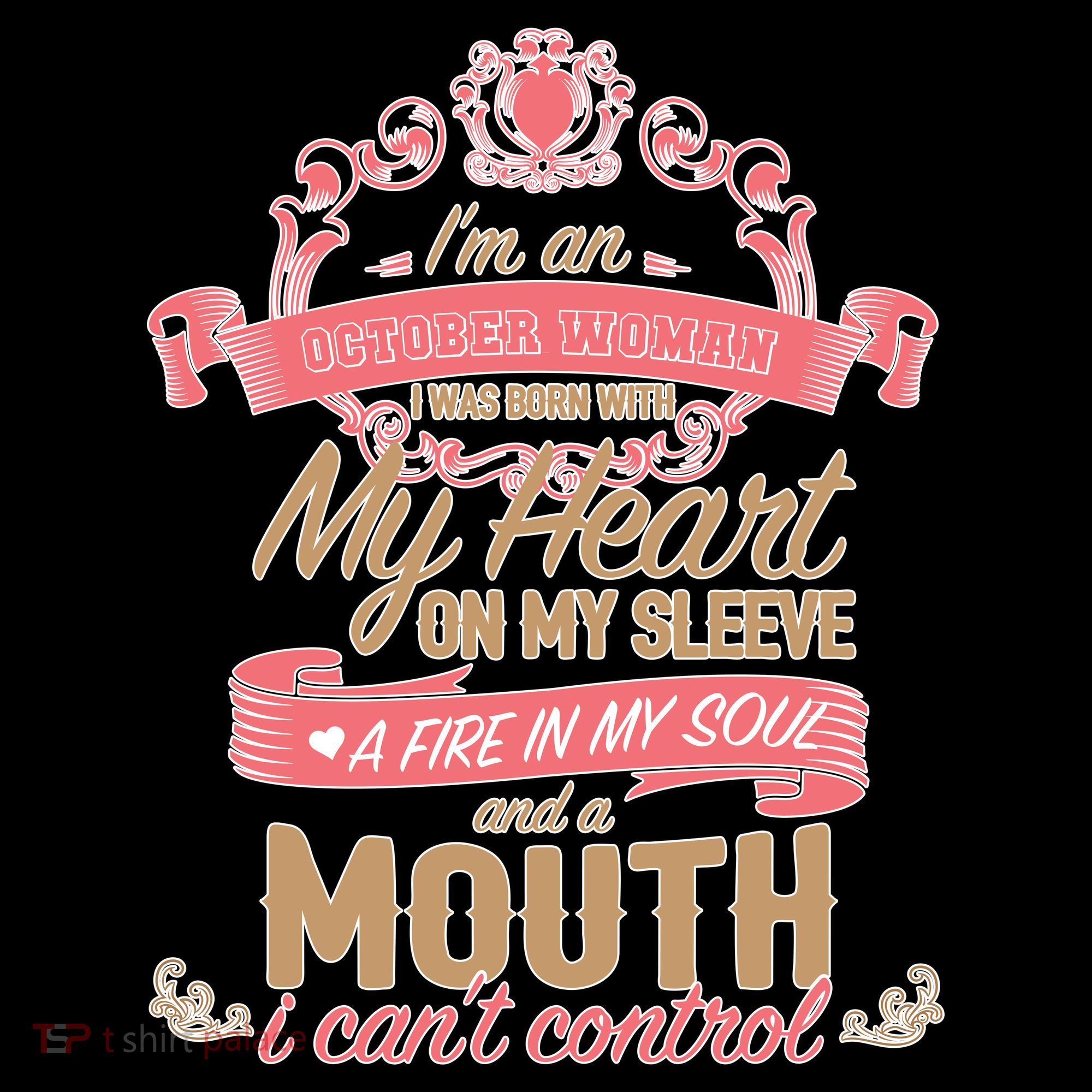 I'm An October Woman Heart Fire Soul Women's Hoodie