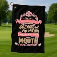 I'm An October Woman Heart Fire Soul Golf Towel thumb 1