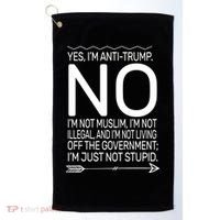 I'm Anti Trump Not Stupid Golf Towel thumb 0