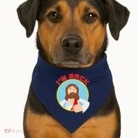 I'm Back Funny Easter Jesus He is Risen USA-Made Doggie Bandana thumb 1