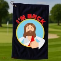 I'm Back Funny Easter Jesus He is Risen Golf Towel thumb 1