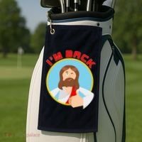 I'm Back Funny Easter Jesus He is Risen Golf Towel thumb 2