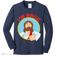 I'm Back Funny Easter Jesus He is Risen Kids Long Sleeve Shirt thumb 0