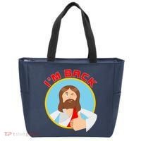 I'm Back Funny Easter Jesus He is Risen Tote Bag thumb 0