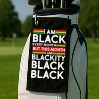 I'm Black Every Month Proud Black American Golf Towel thumb 2