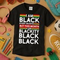 I'm Black Every Month Proud Black American Kids T-Shirt thumb 3