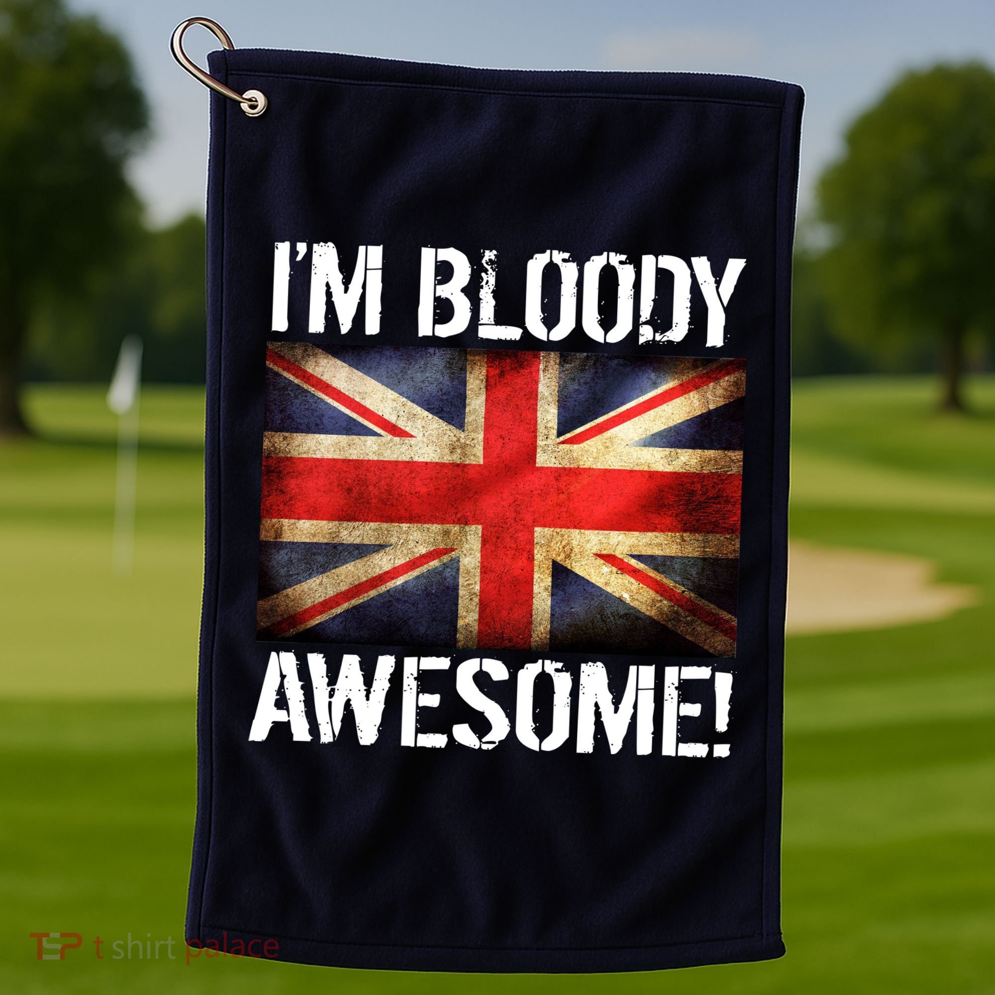 I'm Bloody Awesome British Union Jack Flag Golf Towel