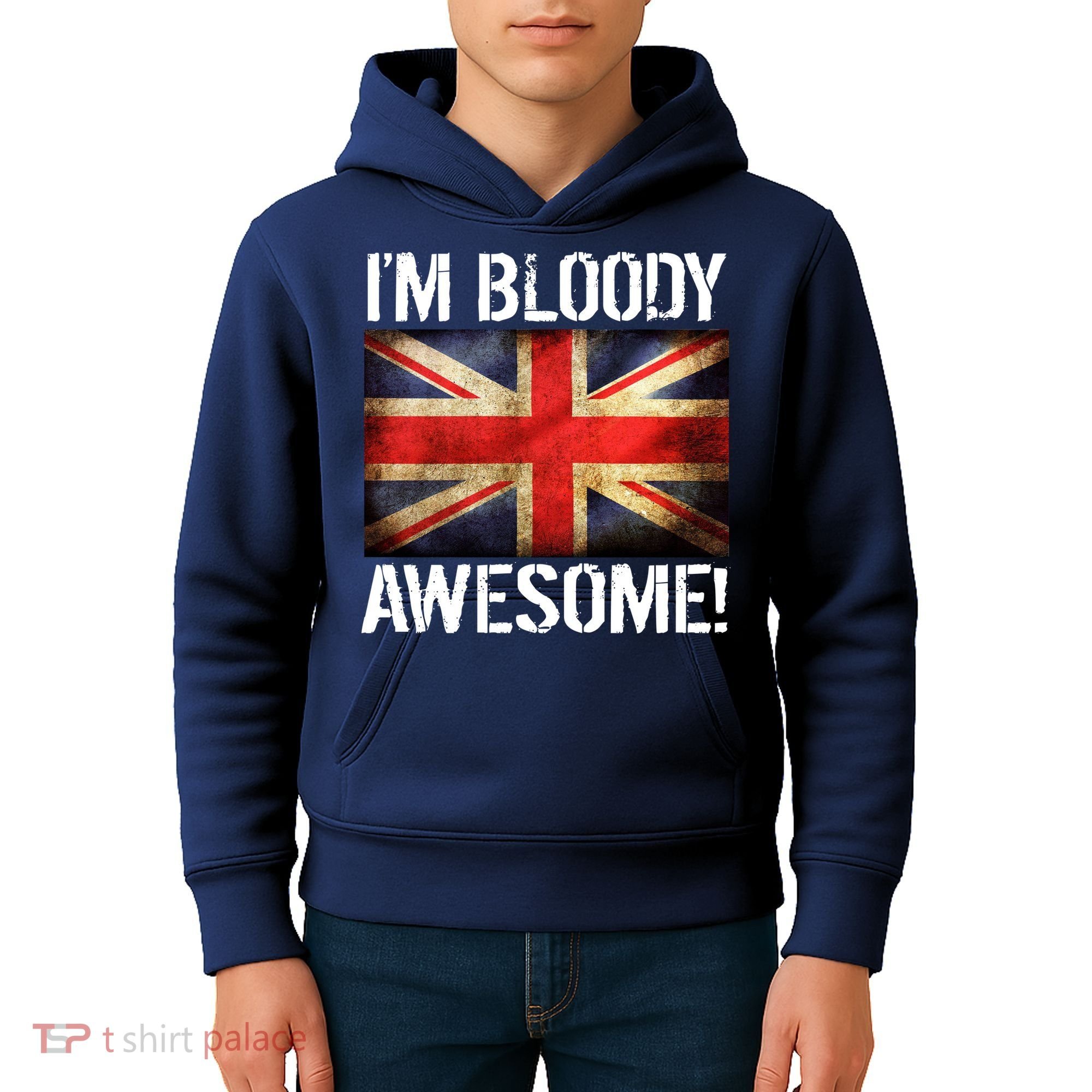 I'm Bloody Awesome British Union Jack Flag Kids Hoodie