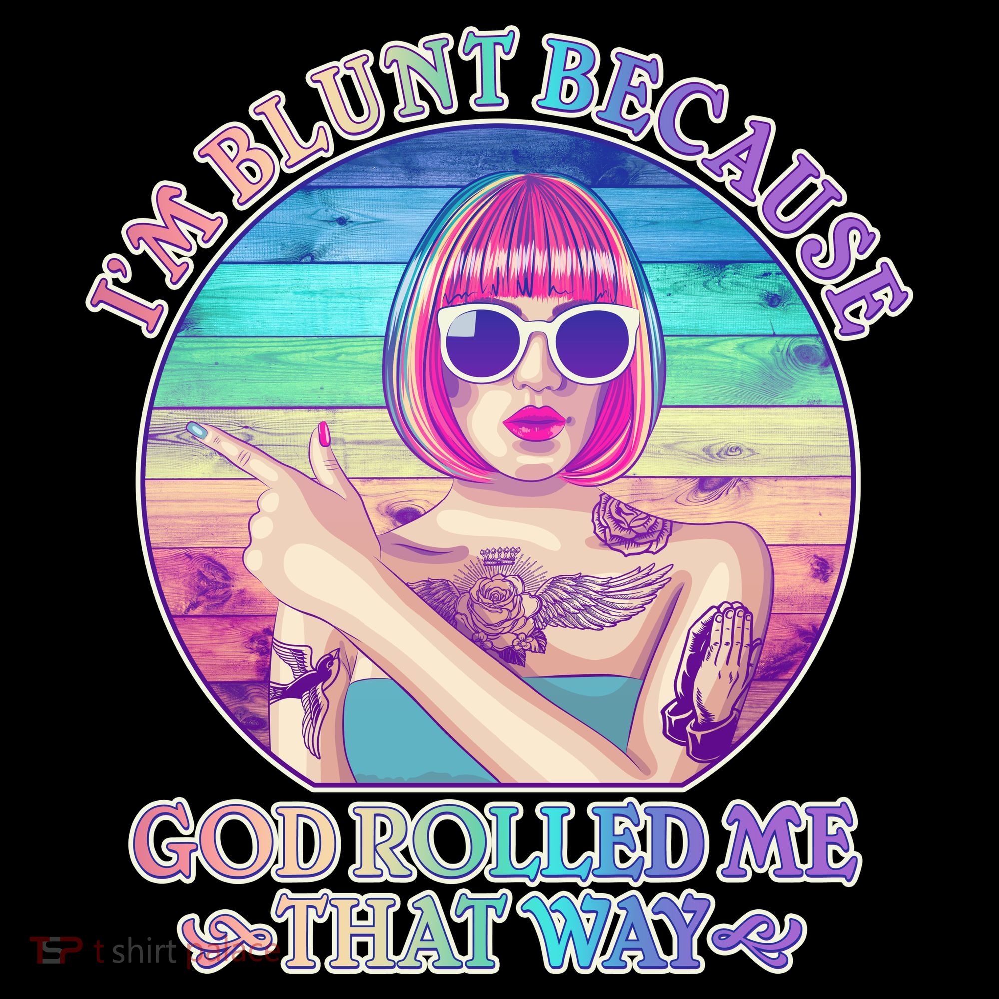 I'm Blunt Because God Rolled Me That Way Retro Tattoo Kids Long Sleeve Shirt
