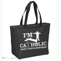 I'm Catholic Whats Your Superpower? Tote Bag thumb 2