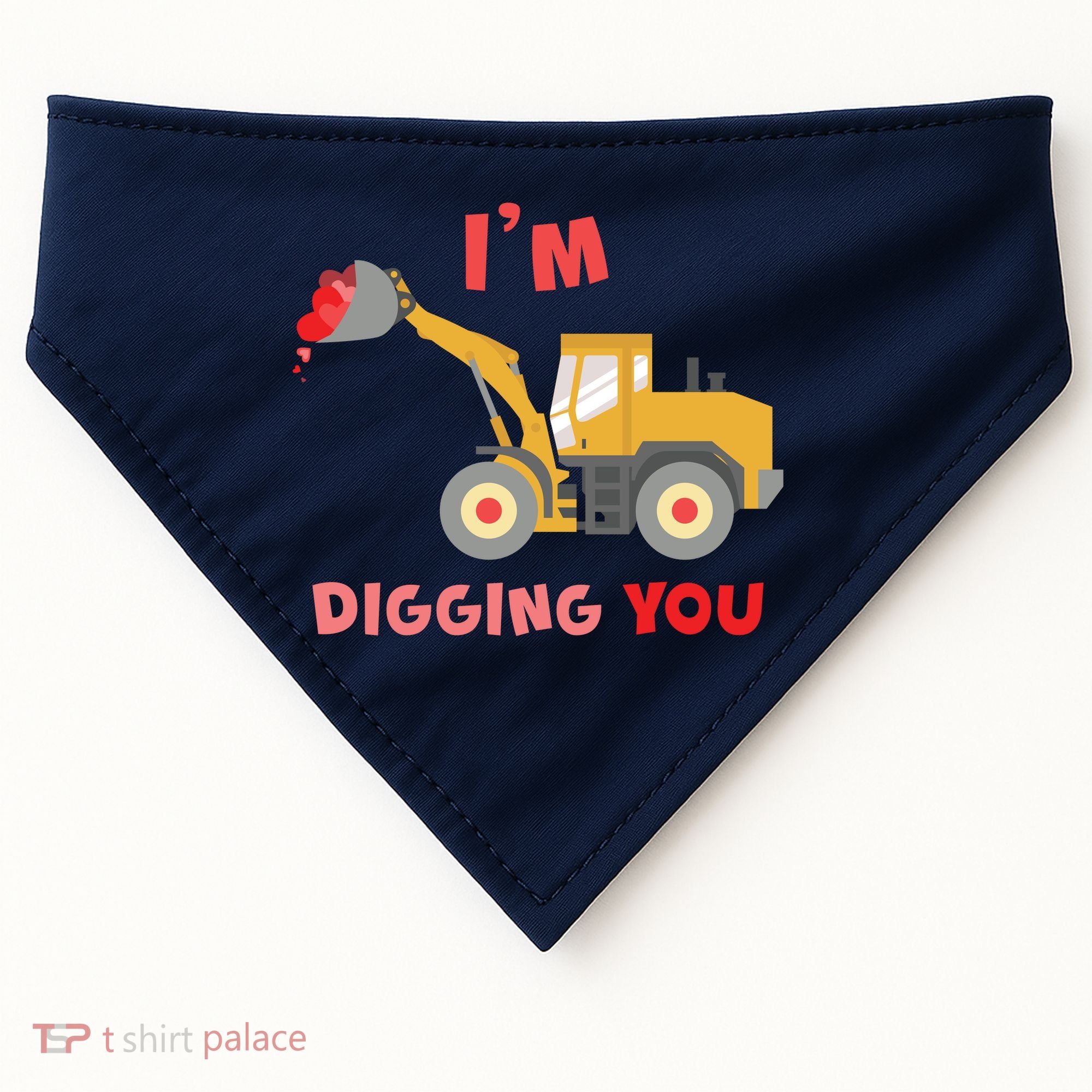 I'm Digging You Tractor Valentine's Day USA-Made Doggie Bandana