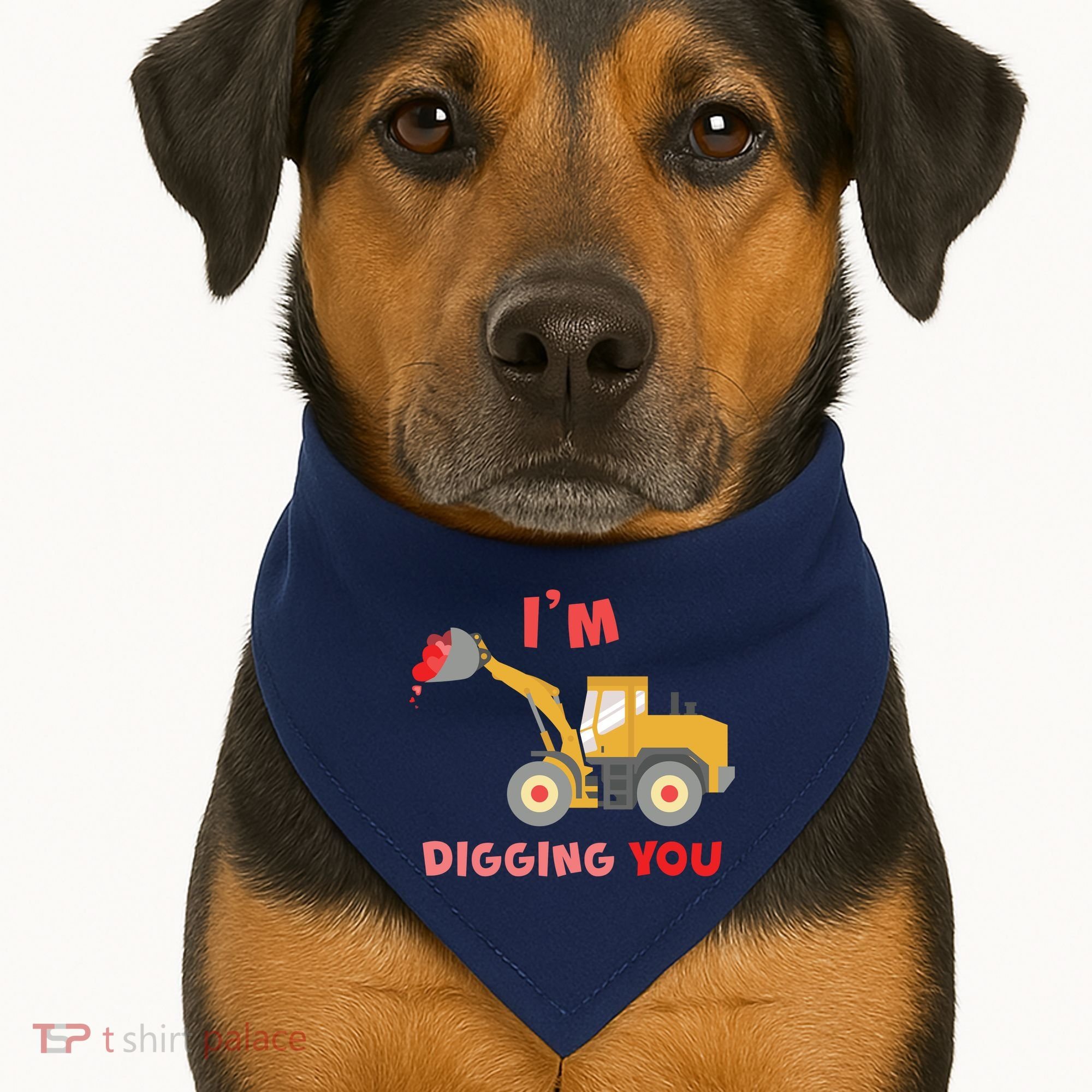 I'm Digging You Tractor Valentine's Day USA-Made Doggie Bandana