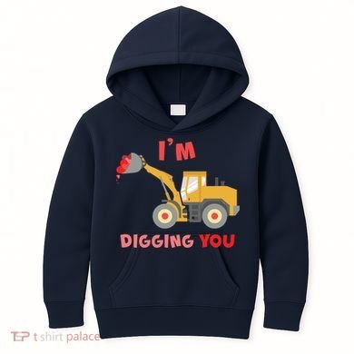 I'm Digging You Tractor Valentine's Day Kids Hoodie