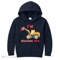 I'm Digging You Tractor Valentine's Day Kids Hoodie thumb 0