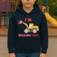 I'm Digging You Tractor Valentine's Day Kids Hoodie thumb 3