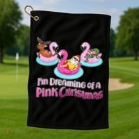 I'm Dreaming of a Pink Christmas Golf Towel thumb 1