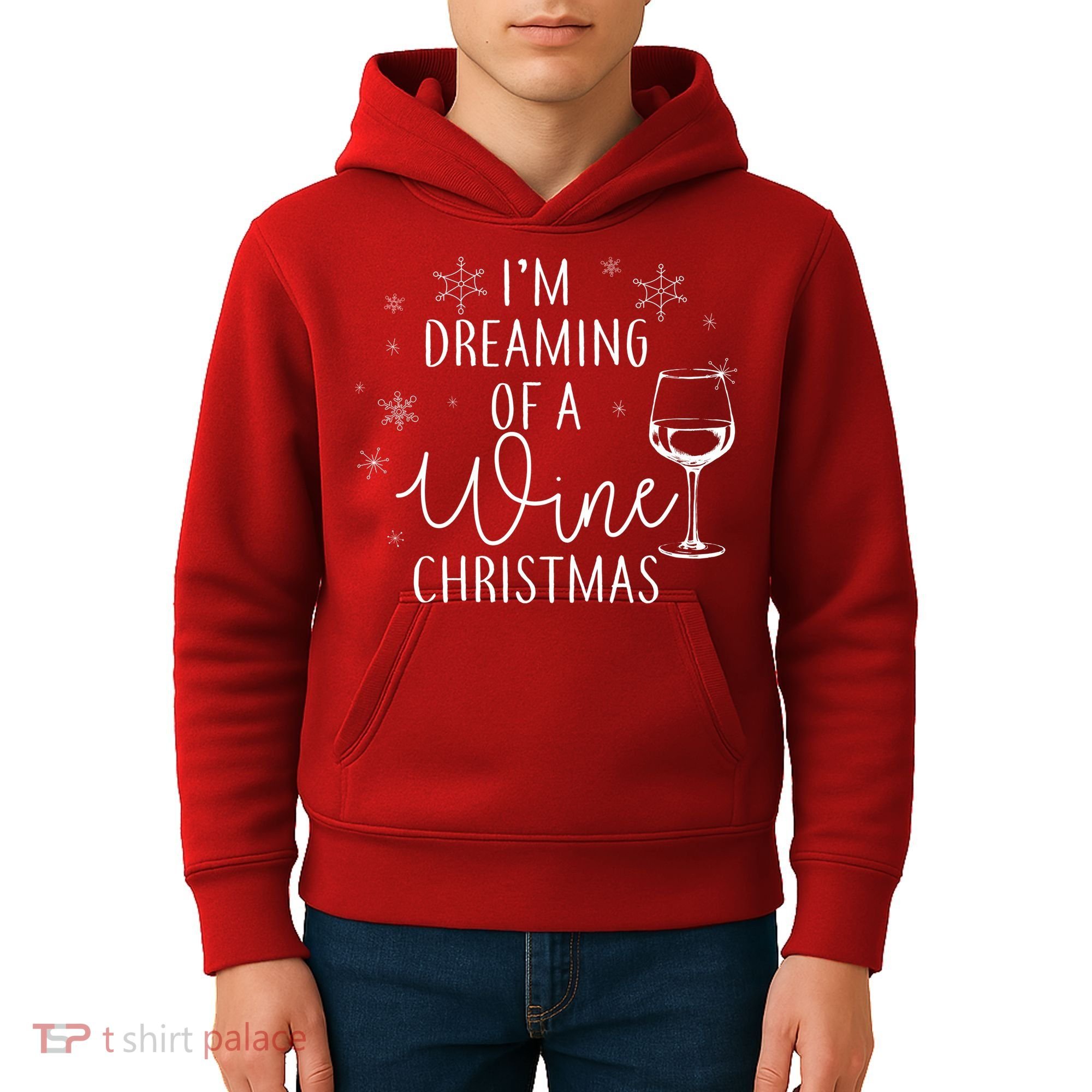 I'm Dreaming Of A Wine Christmas Kids Hoodie