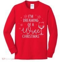 I'm Dreaming Of A Wine Christmas Kids Long Sleeve Shirt thumb 0