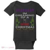 I'm Dreaming Of A Wine Christmas Ugly Baby Bodysuit thumb 0