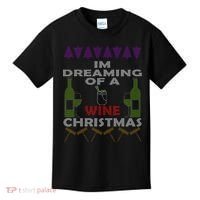 I'm Dreaming Of A Wine Christmas Ugly Kids T-Shirt thumb 0